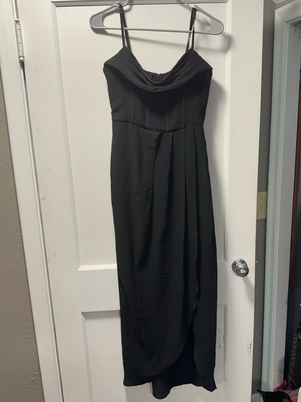 Showpo Black Andrina Midi High Low Wrap Corset Dress Size 4 NWT